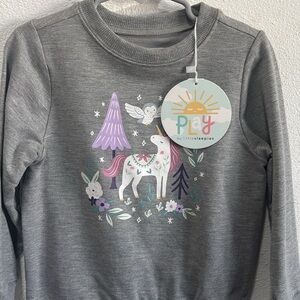 Little Sleepies Gray Unicorn Kids Shirt 3T NWT